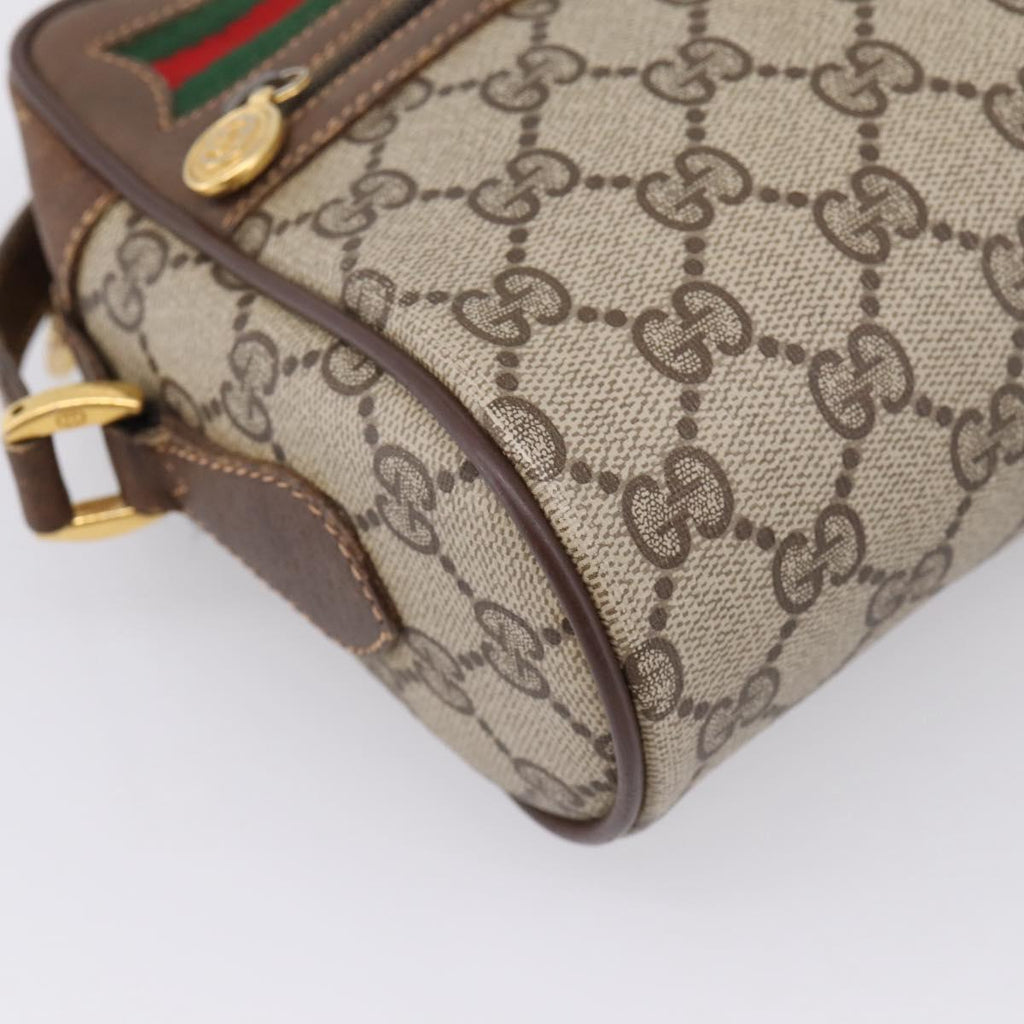GUCCI GG Supreme Web Sherry Line Shoulder Bag PVC Beige 56 02 088 Auth 209137