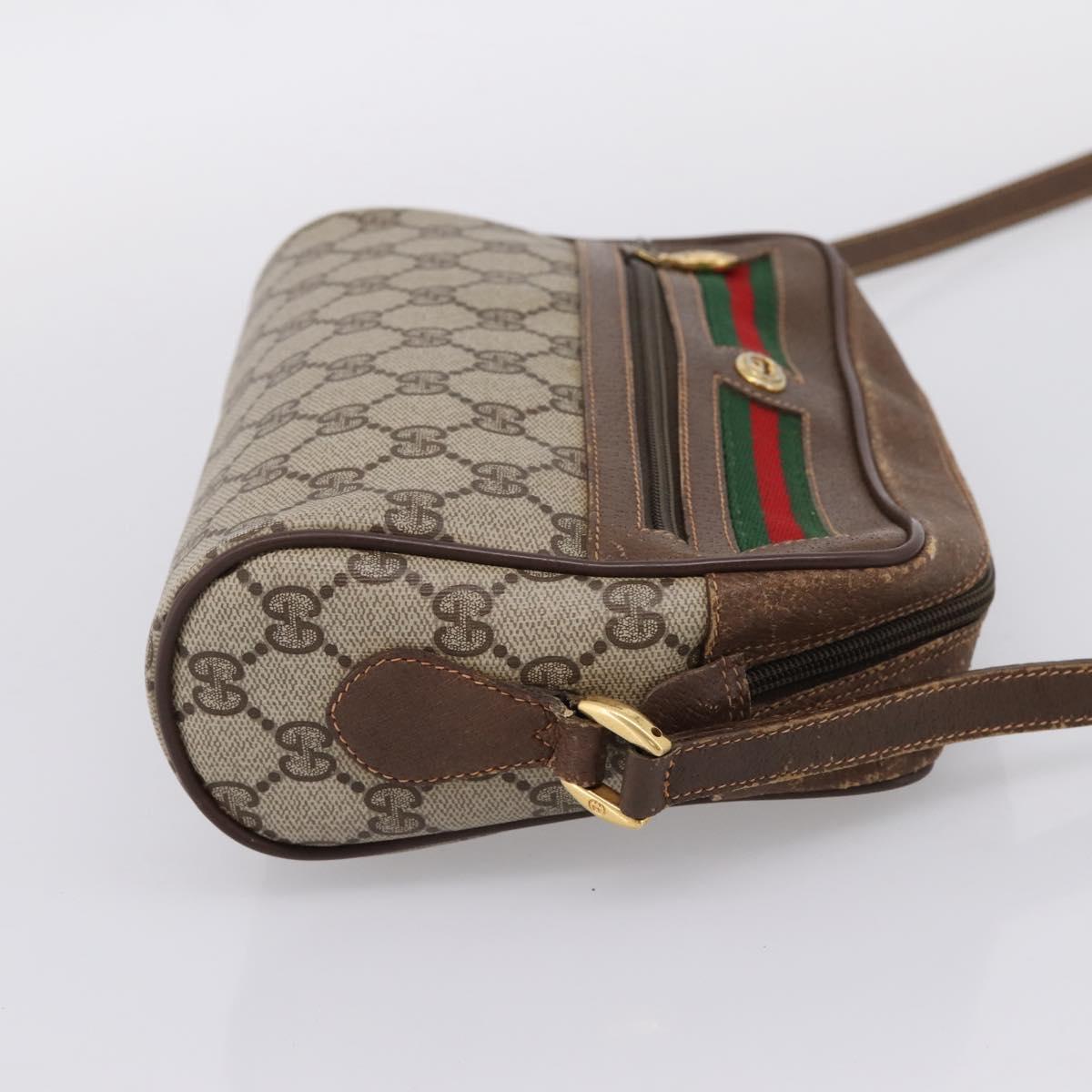 GUCCI GG Supreme Web Sherry Line Shoulder Bag PVC Beige 56 02 088 Auth 209137