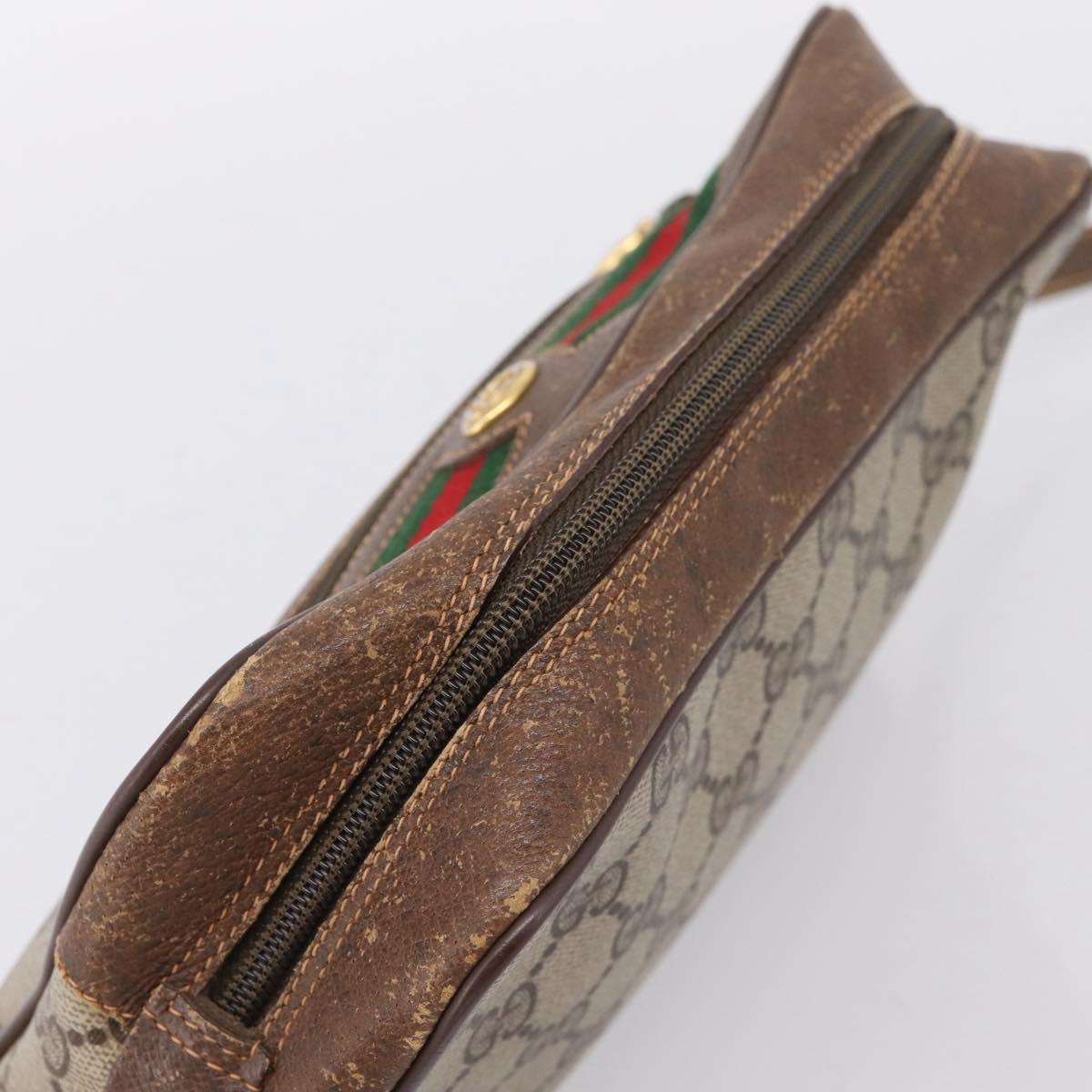 GUCCI GG Supreme Web Sherry Line Shoulder Bag PVC Beige 56 02 088 Auth 209137