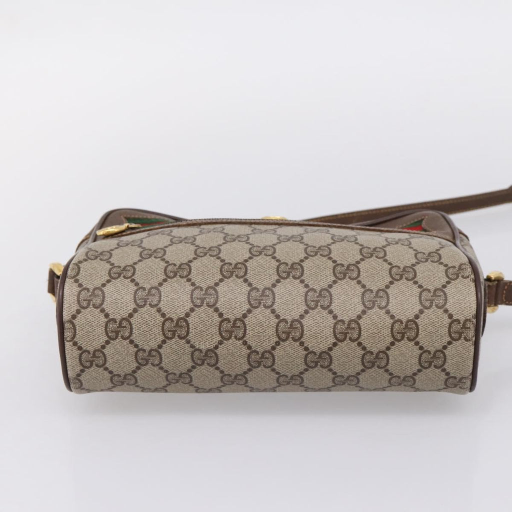 GUCCI GG Supreme Web Sherry Line Shoulder Bag PVC Beige 56 02 088 Auth 209137