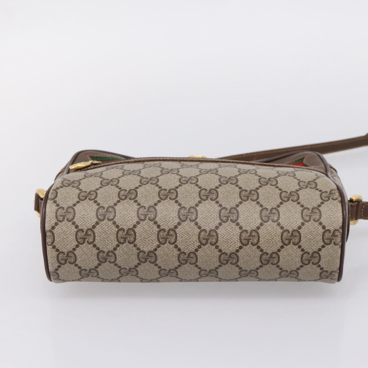 GUCCI GG Supreme Web Sherry Line Shoulder Bag PVC Beige 56 02 088 Auth 209137