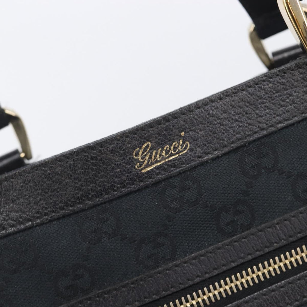 GUCCI GG Canvas Tote Bag Black Gold Tone 146247 Auth 209139