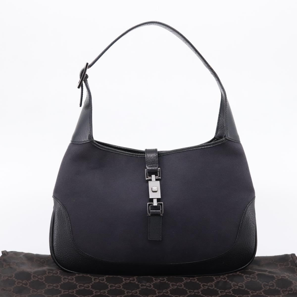 GUCCI Jackie Shoulder Bag Wool Black Silver 001 3306 Auth 209271V
