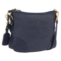 PRADA Shoulder Bag Jacquard Navy Gold Auth 209294A