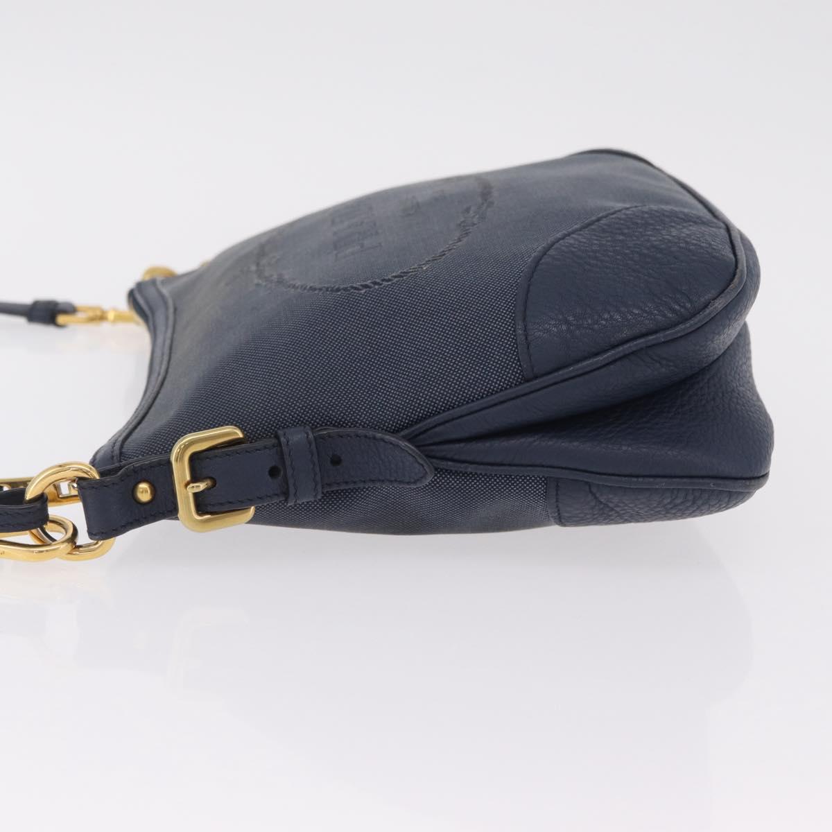 PRADA Shoulder Bag Jacquard Navy Gold Auth 209294A