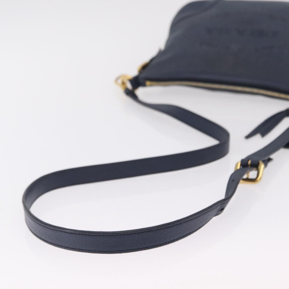 PRADA Shoulder Bag Jacquard Navy Gold Auth 209294A