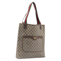 GUCCI GG Supreme Web Sherry Line Tote Bag PVC Beige Gold 378 02 003 Auth 209310