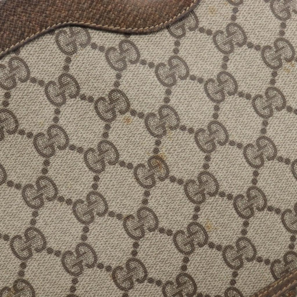 GUCCI GG Supreme Web Sherry Line Tote Bag PVC Beige Gold 378 02 003 Auth 209310