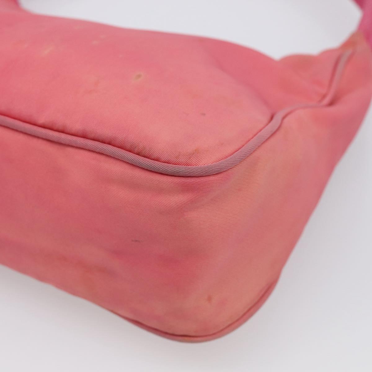 PRADA Hand Bag Nylon Pink Silver Auth 209399