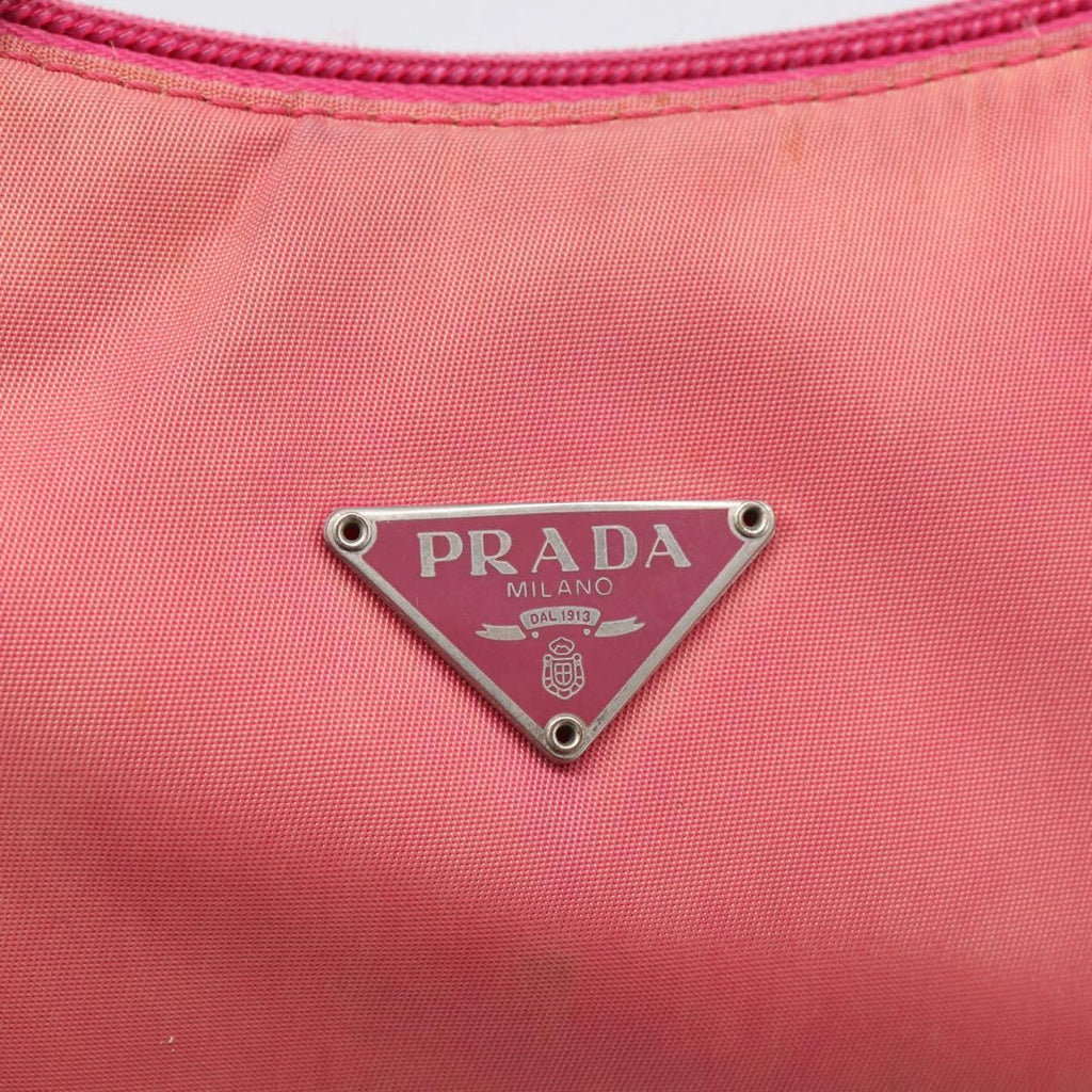 PRADA Hand Bag Nylon Pink Silver Auth 209399