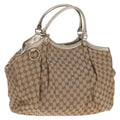 GUCCI GG Canvas Hand Bag Beige Gold 211943 Auth 209529V
