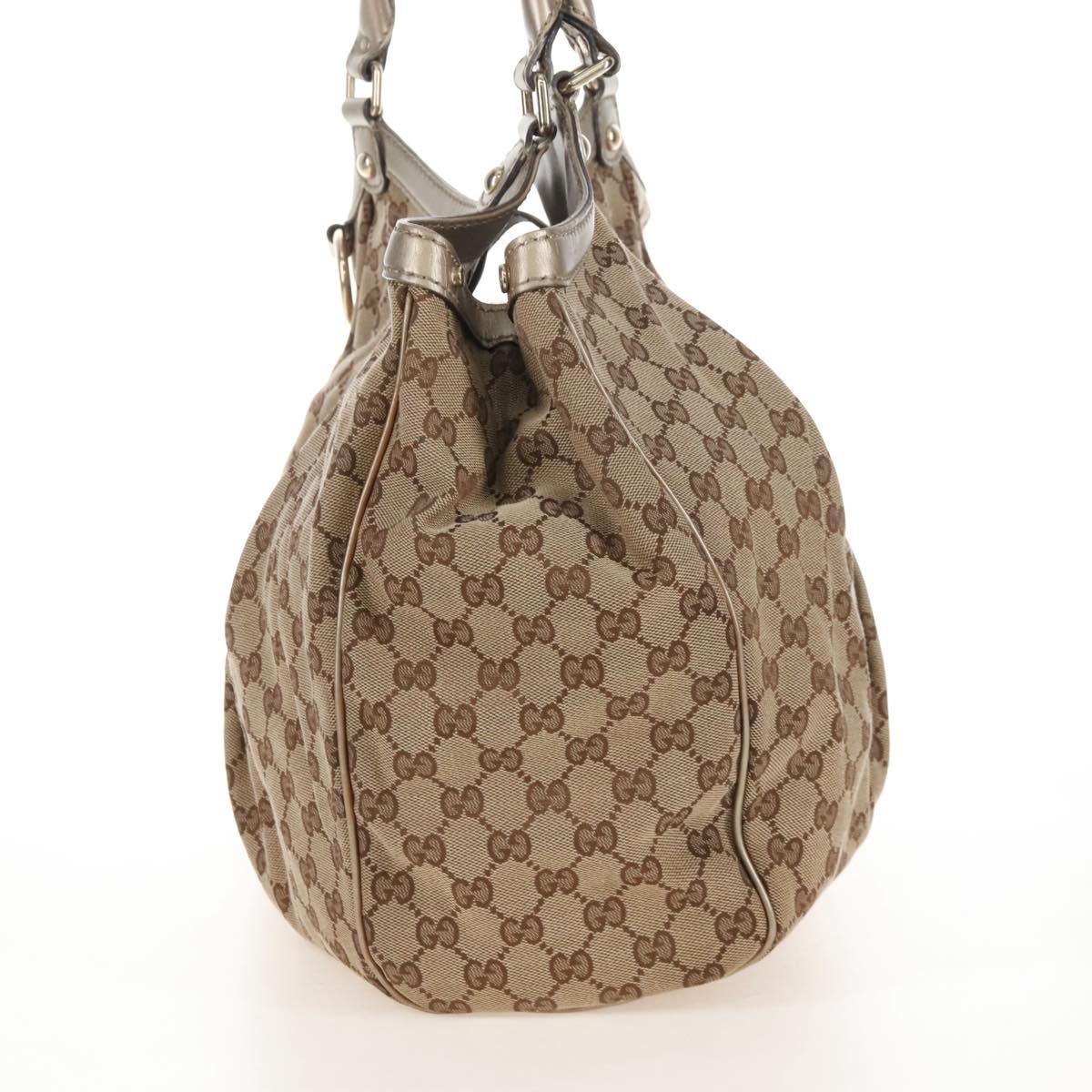 GUCCI GG Canvas Hand Bag Beige Gold 211943 Auth 209529V