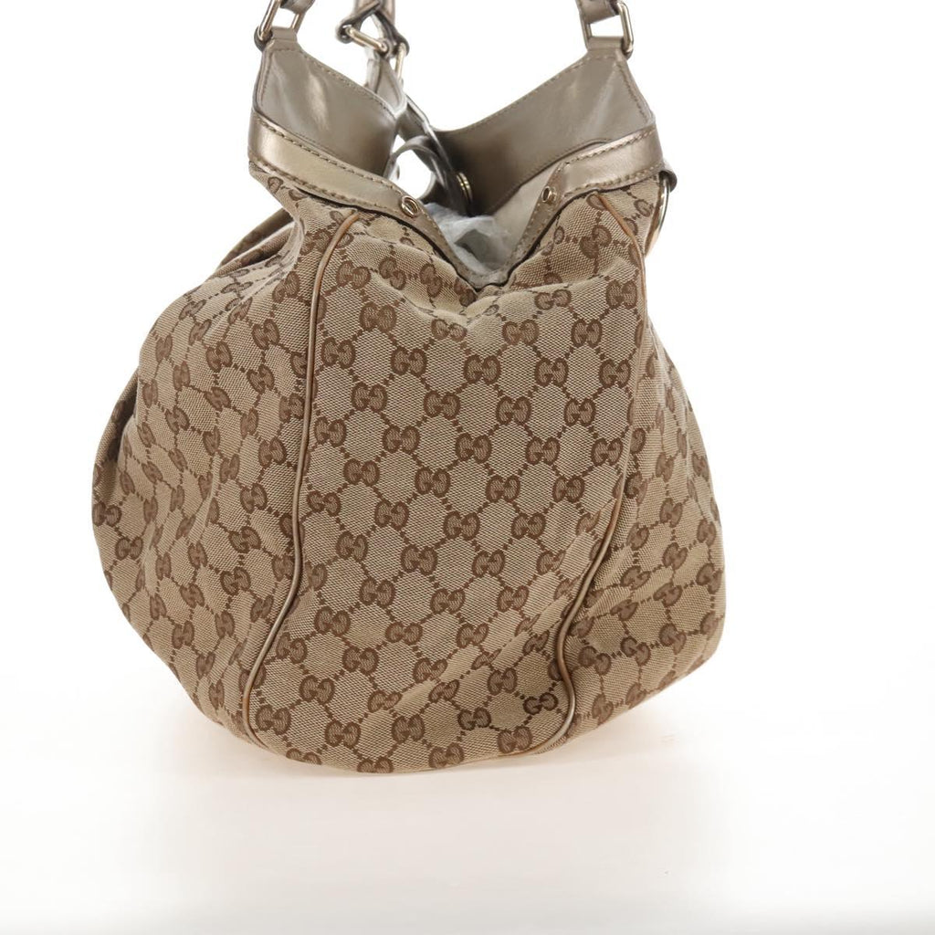 GUCCI GG Canvas Hand Bag Beige Gold 211943 Auth 209529V
