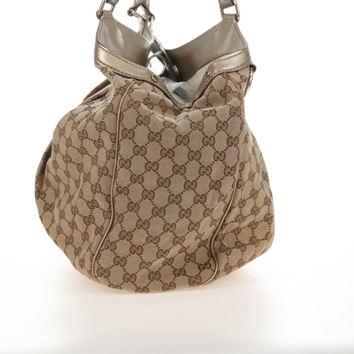 GUCCI GG Canvas Hand Bag Beige Gold 211943 Auth 209529V