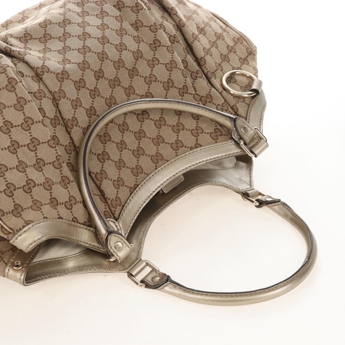 GUCCI GG Canvas Hand Bag Beige Gold 211943 Auth 209529V