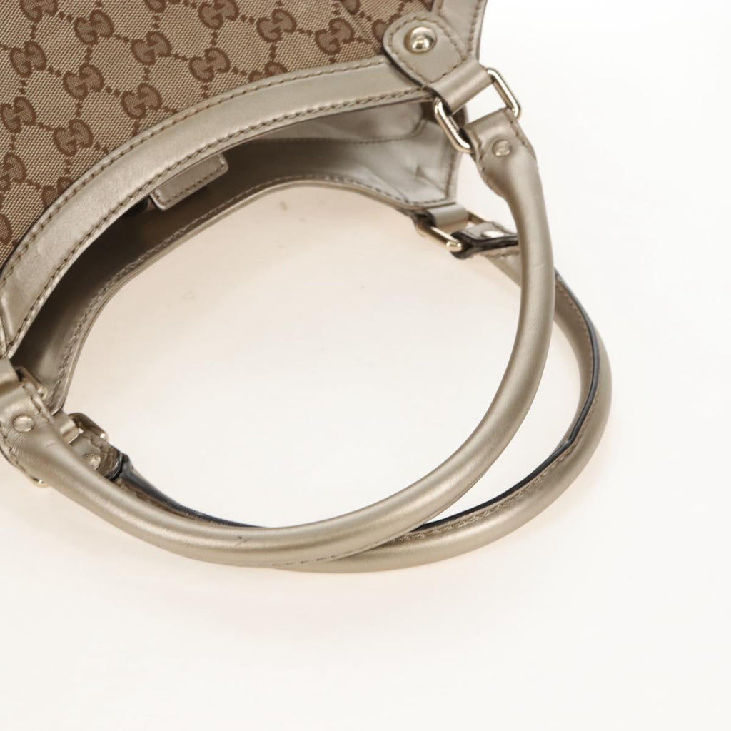 GUCCI GG Canvas Hand Bag Beige Gold 211943 Auth 209529V