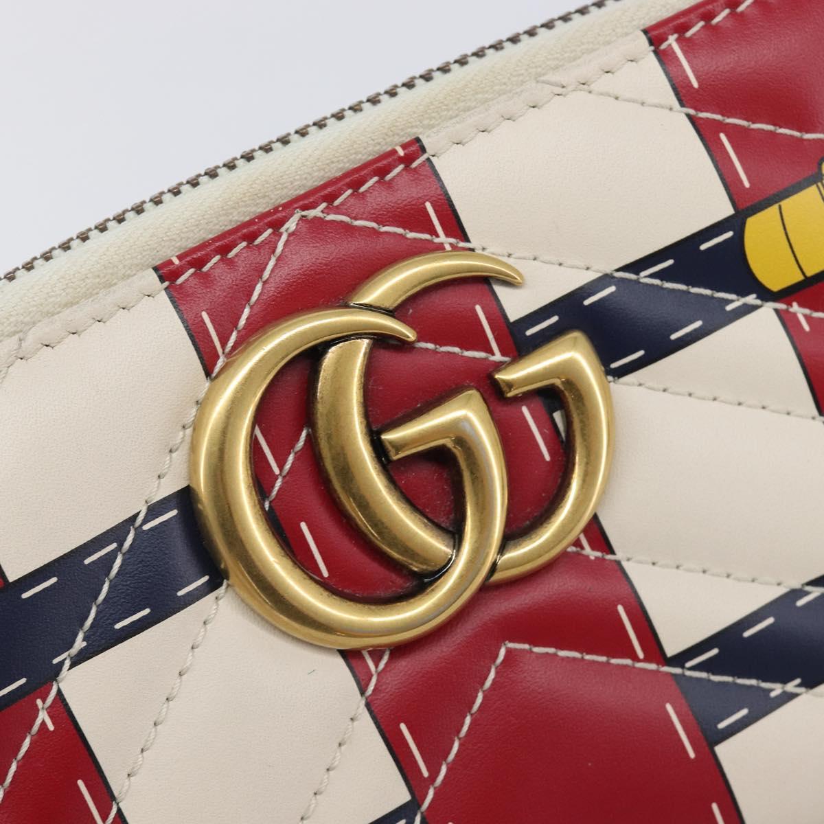 GUCCI GG Marmont Long Wallet Leather Red Gold Tone 466490 Auth 209778