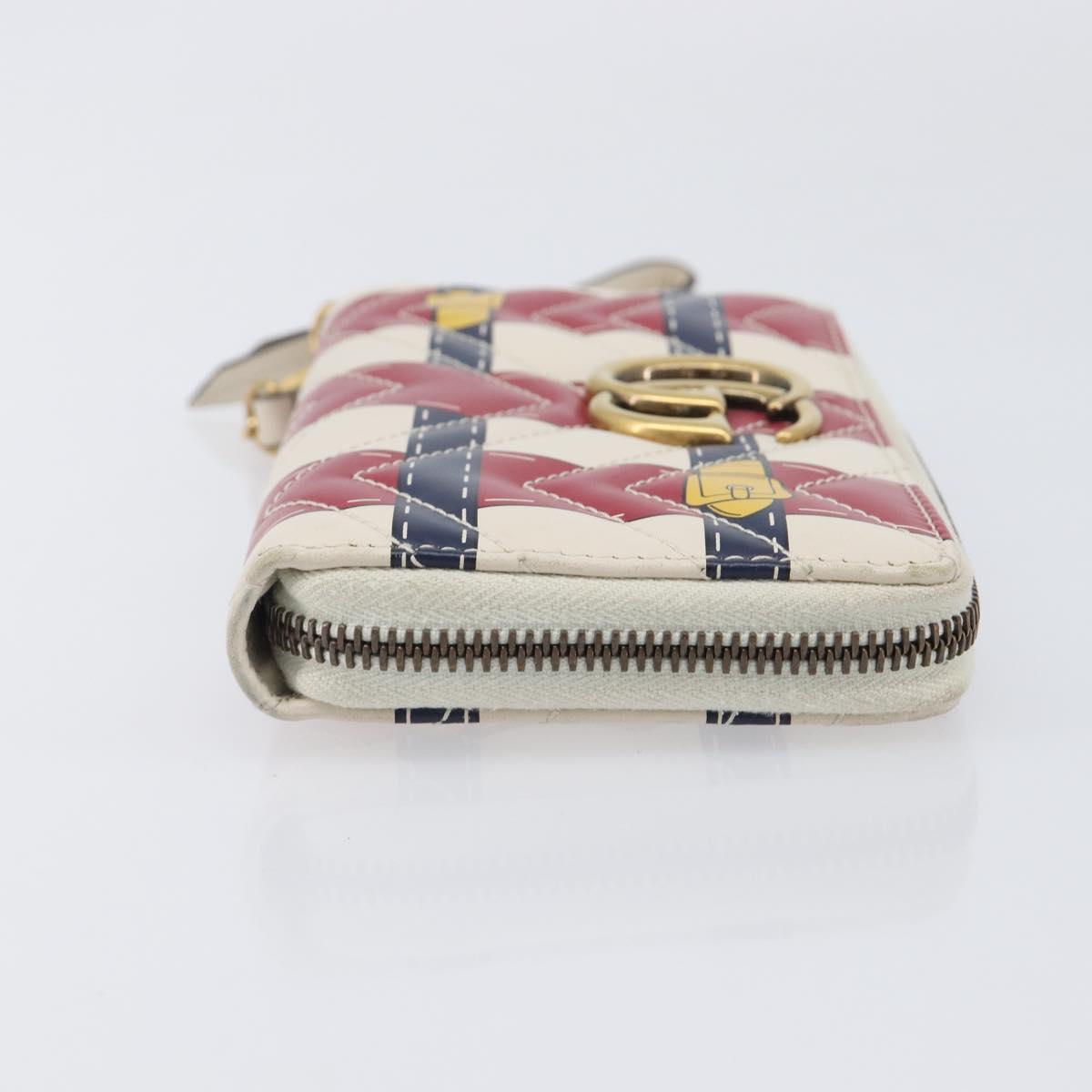 GUCCI GG Marmont Long Wallet Leather Red Gold Tone 466490 Auth 209778