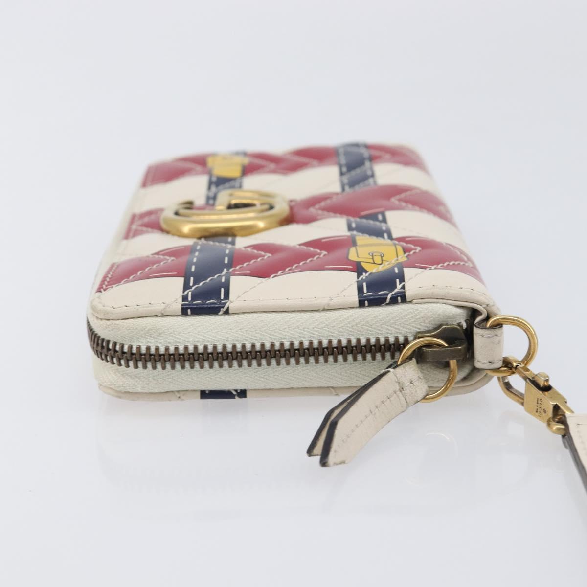 GUCCI GG Marmont Long Wallet Leather Red Gold Tone 466490 Auth 209778