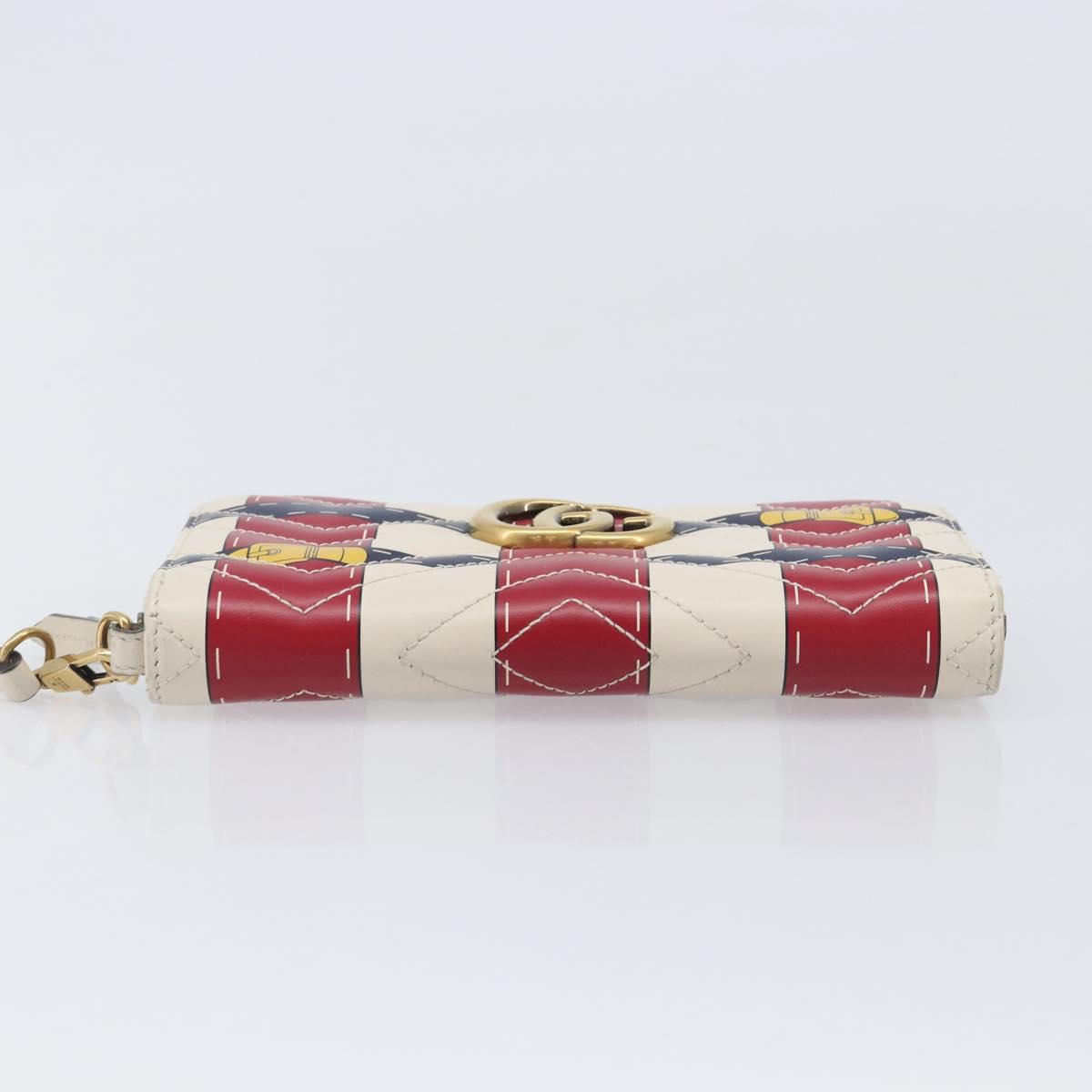 GUCCI GG Marmont Long Wallet Leather Red Gold Tone 466490 Auth 209778
