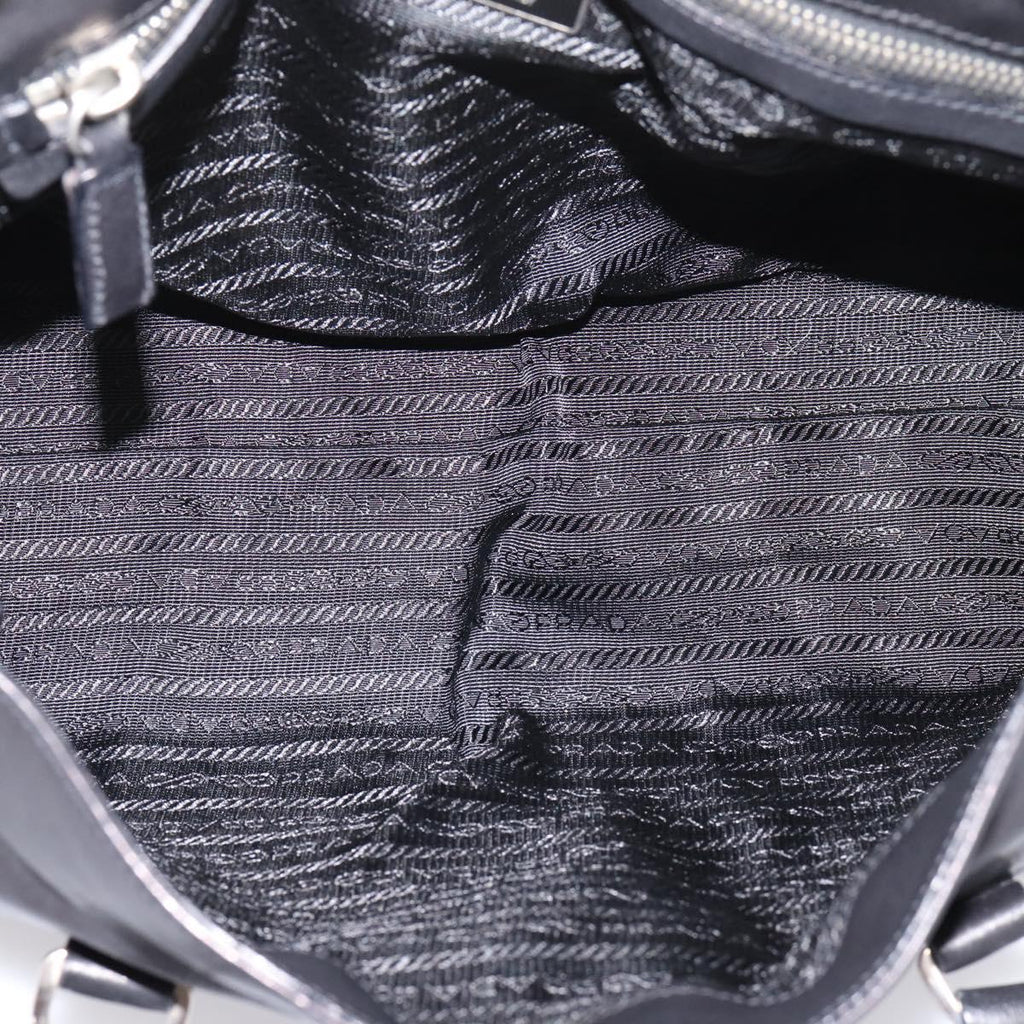 PRADA Shoulder Bag Leather Black Silver Auth 209900V