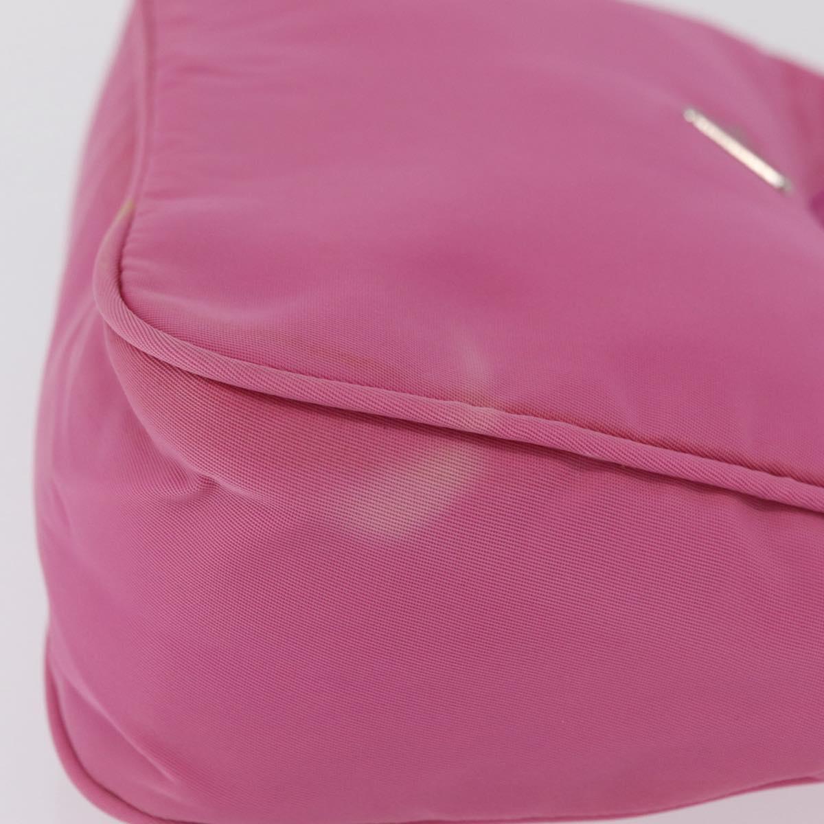 PRADA Hand pouch Hand Bag Nylon Pink Silver Auth 210315A