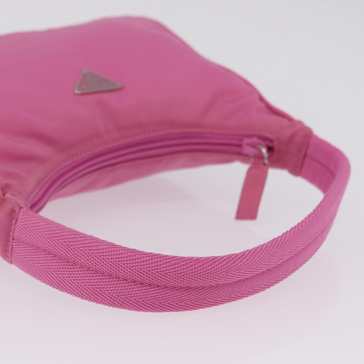 PRADA Hand pouch Hand Bag Nylon Pink Silver Auth 210315A