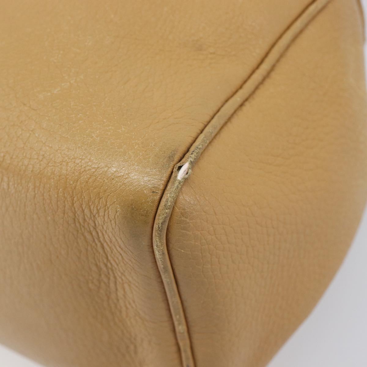 PRADA Hand Bag Leather Beige Gold Auth 210708