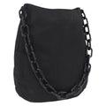 PRADA Plastic Chain Shoulder Bag Nylon Black Silver Auth 210743A