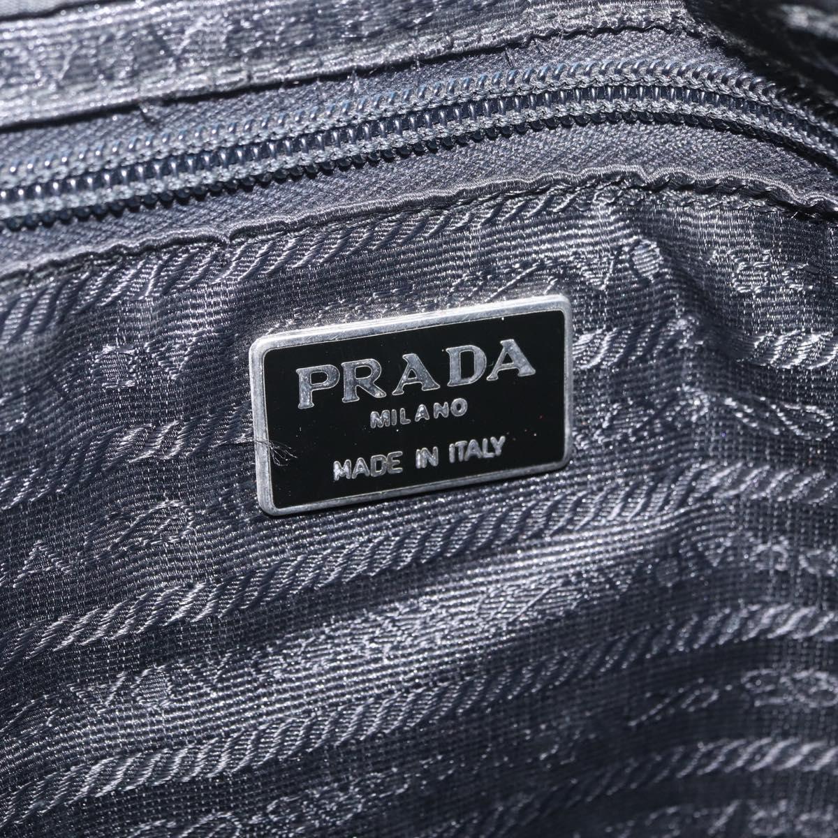 PRADA Plastic Chain Shoulder Bag Nylon Black Silver Auth 210743A
