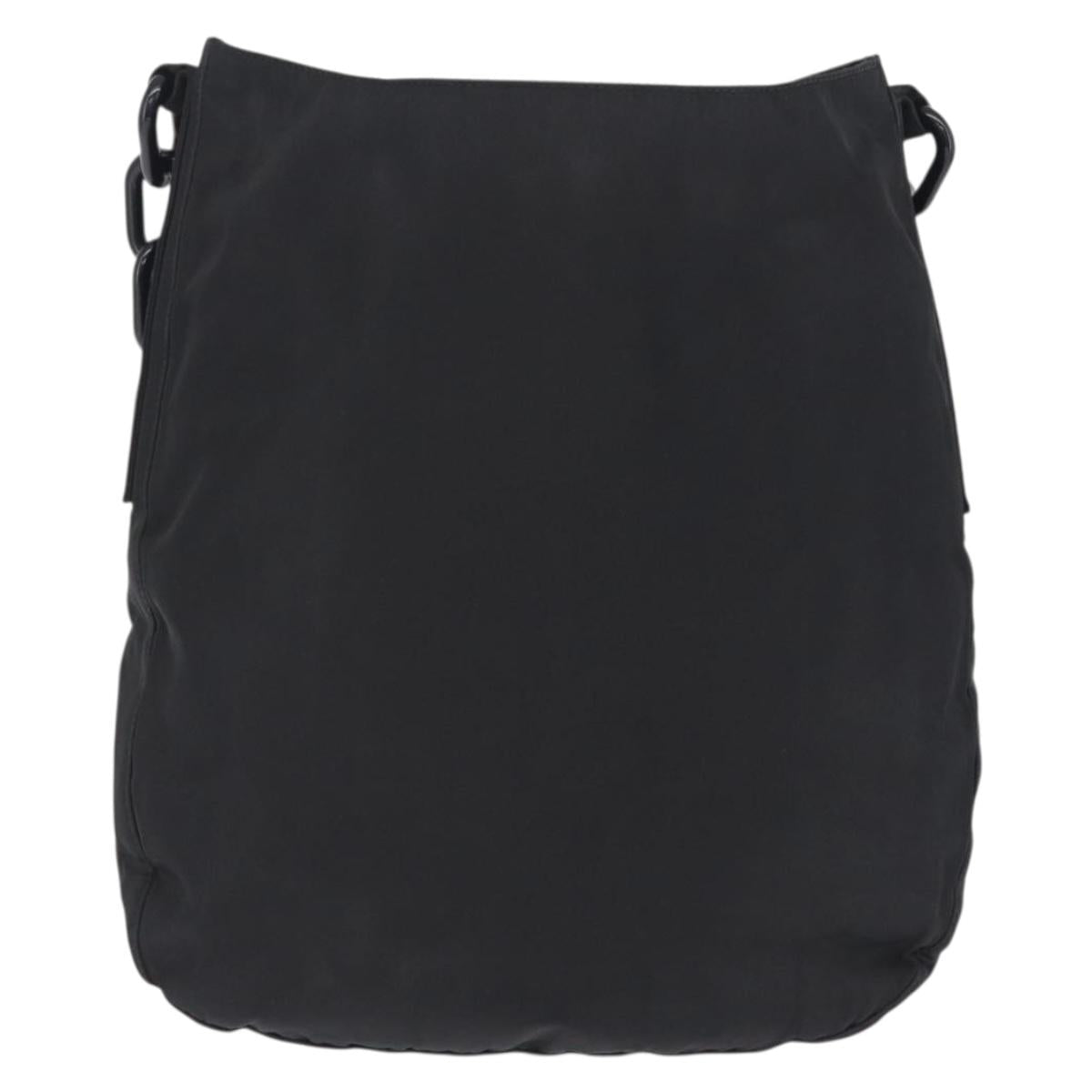 PRADA Plastic Chain Shoulder Bag Nylon Black Silver Auth 210743A