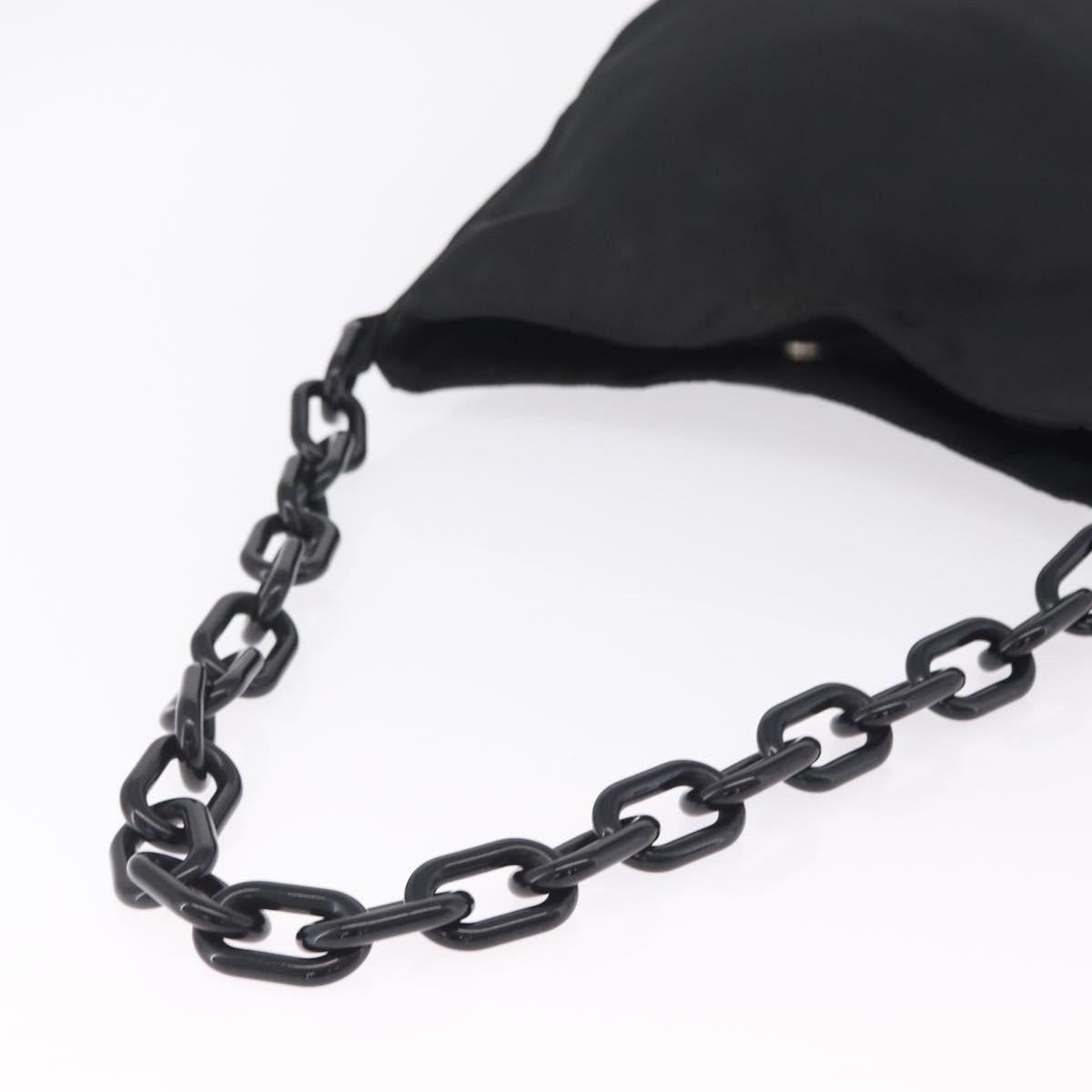 PRADA Plastic Chain Shoulder Bag Nylon Black Silver Auth 210743A
