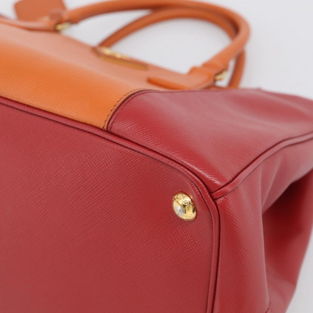 PRADA Galleria Hand Bag Saffiano 2way Orange Gold Auth 210749V