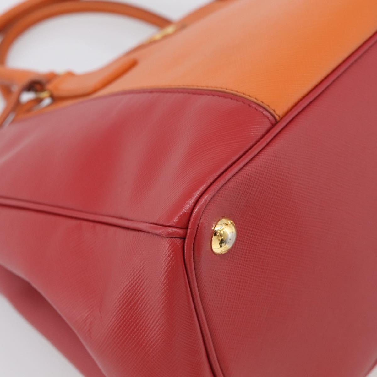 PRADA Galleria Hand Bag Saffiano 2way Orange Gold Auth 210749V
