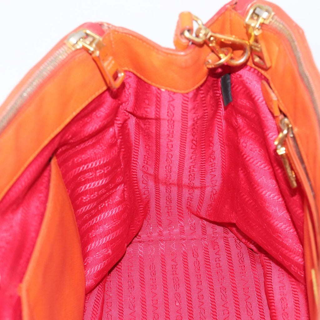 PRADA Galleria Hand Bag Saffiano 2way Orange Gold Auth 210749V