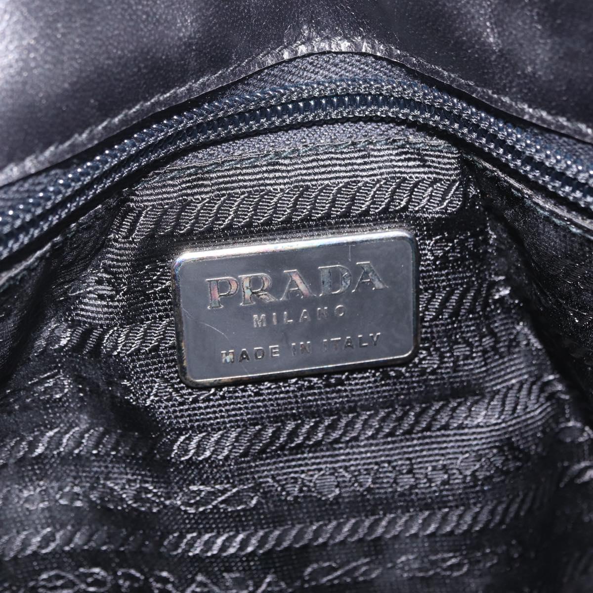 PRADA Chain Shoulder Tote Bag Leather Black Auth 211021A