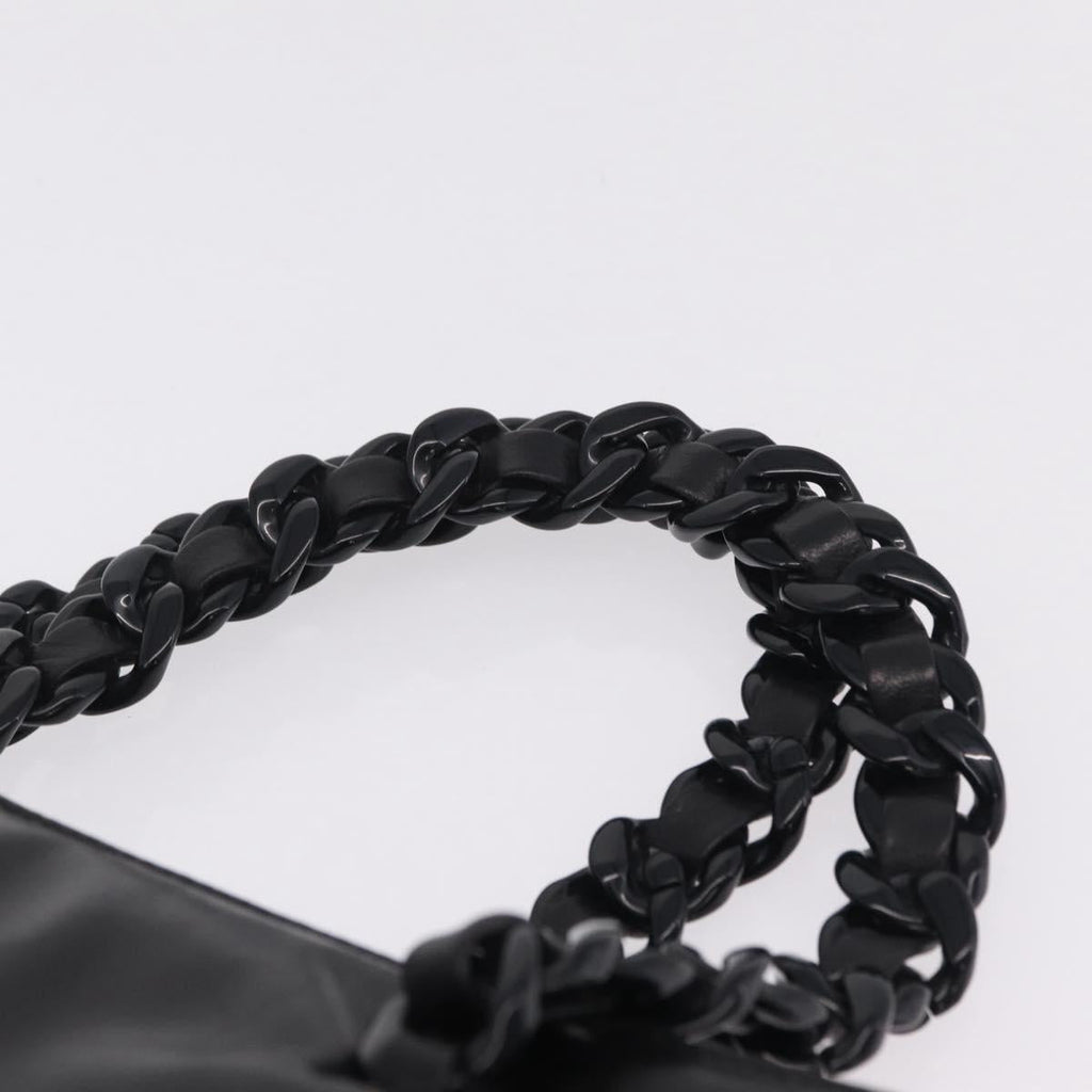 PRADA Chain Shoulder Tote Bag Leather Black Auth 211021A