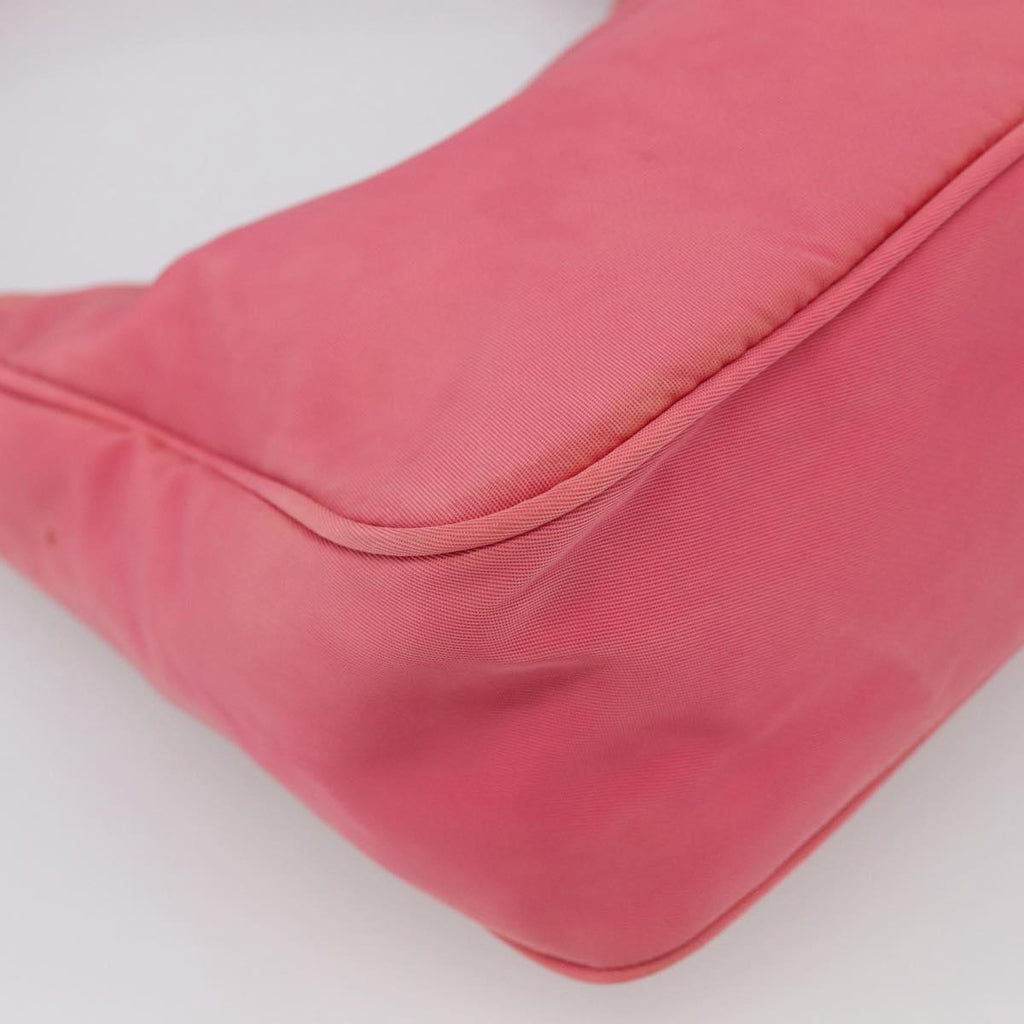PRADA Hand Pouch Hand Bag Nylon Pink Silver Auth 213002