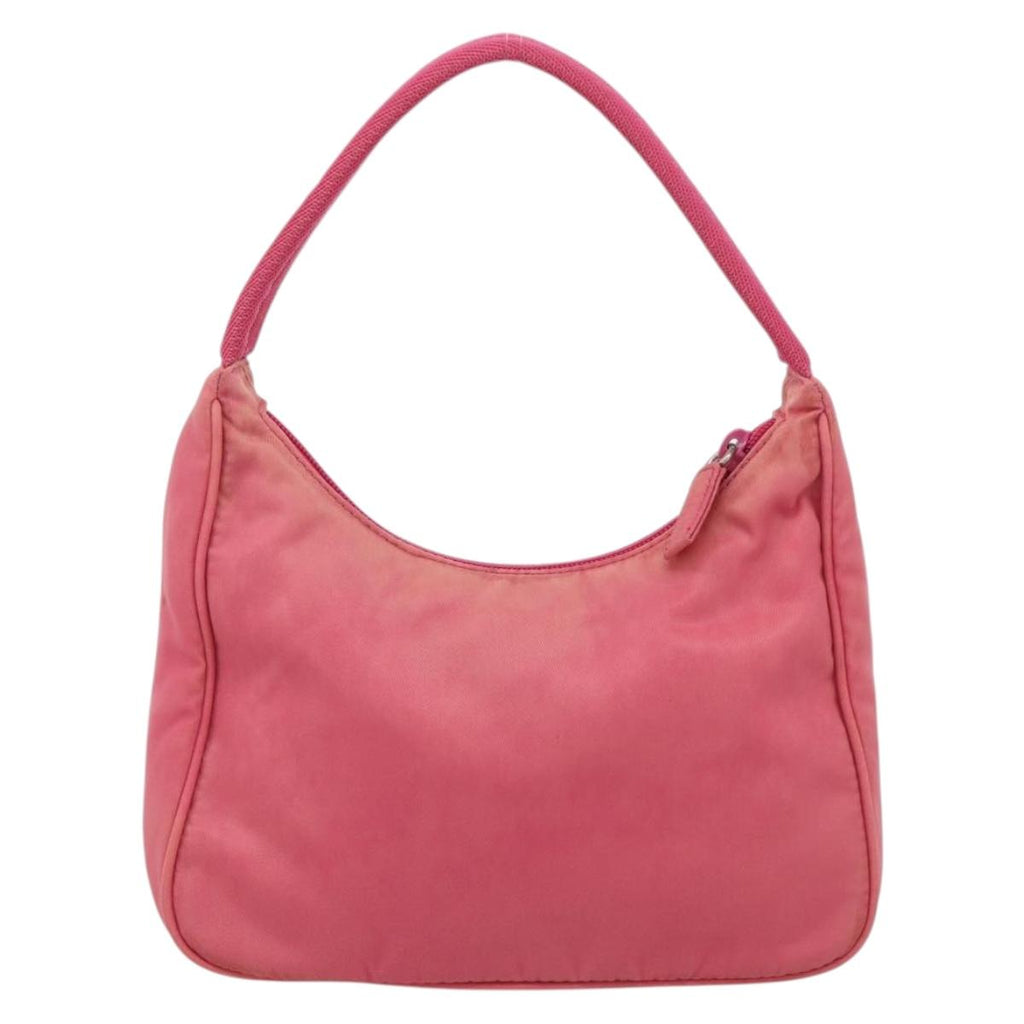 PRADA Hand Pouch Hand Bag Nylon Pink Silver Auth 213002
