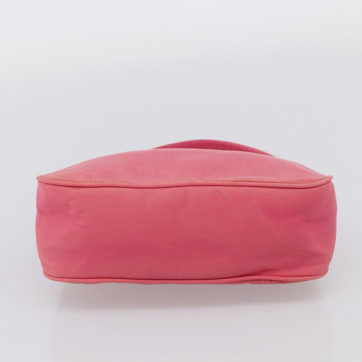 PRADA Hand Pouch Hand Bag Nylon Pink Silver Auth 213002
