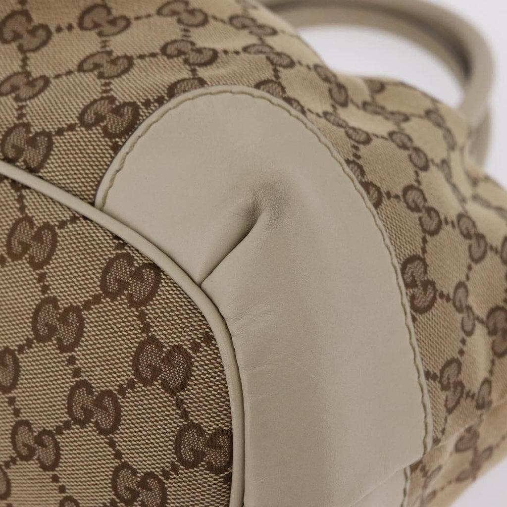 GUCCI GG Canvas Hand Bag Beige Gold 247902 Auth 213008
