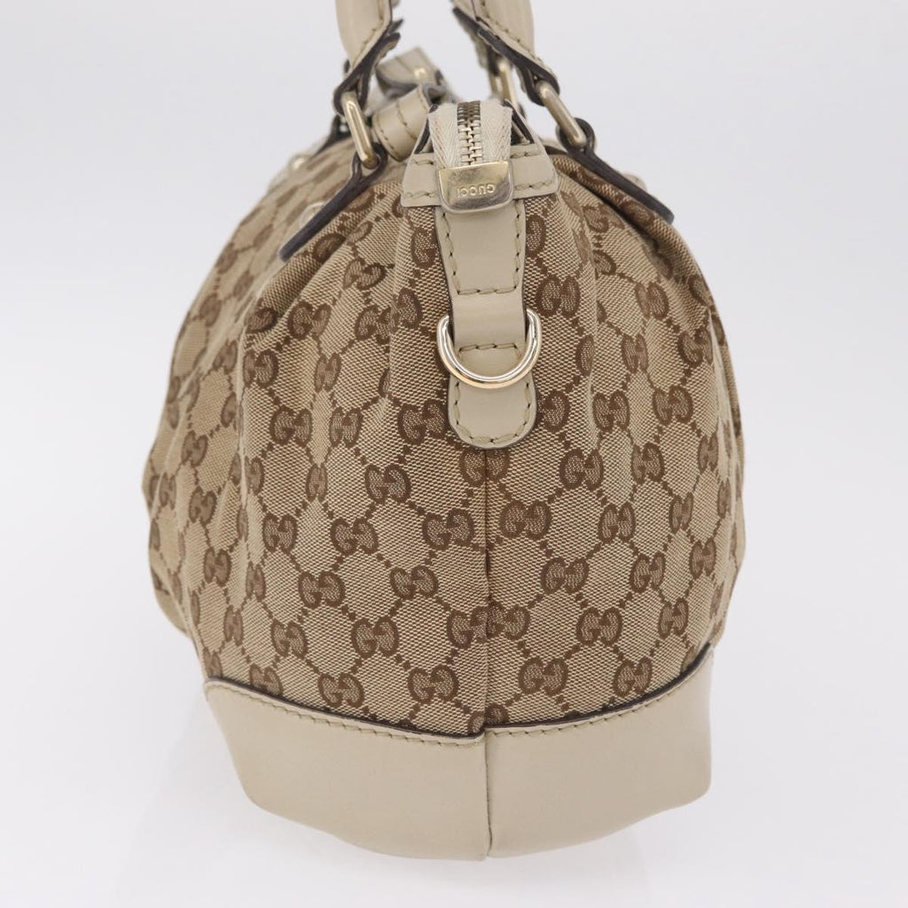 GUCCI GG Canvas Hand Bag Beige Gold 247902 Auth 213008