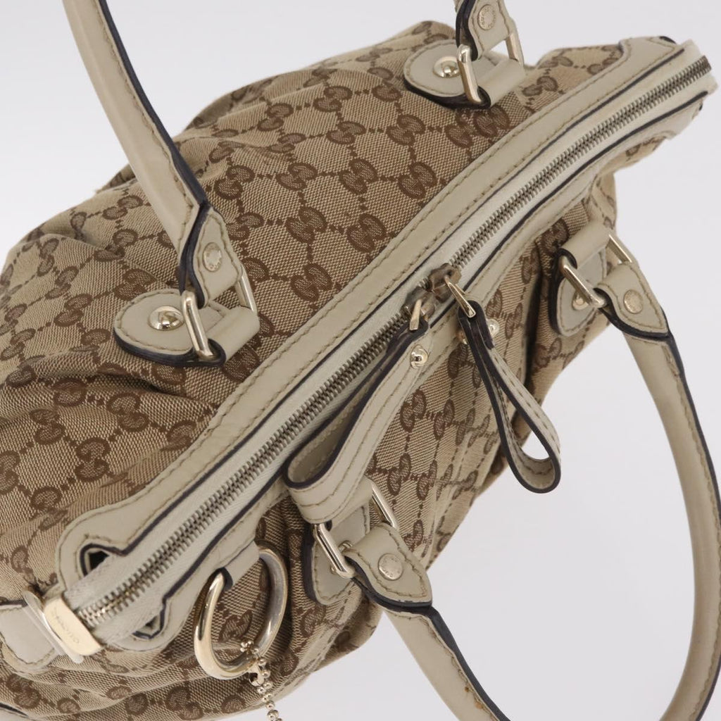 GUCCI GG Canvas Hand Bag Beige Gold 247902 Auth 213008