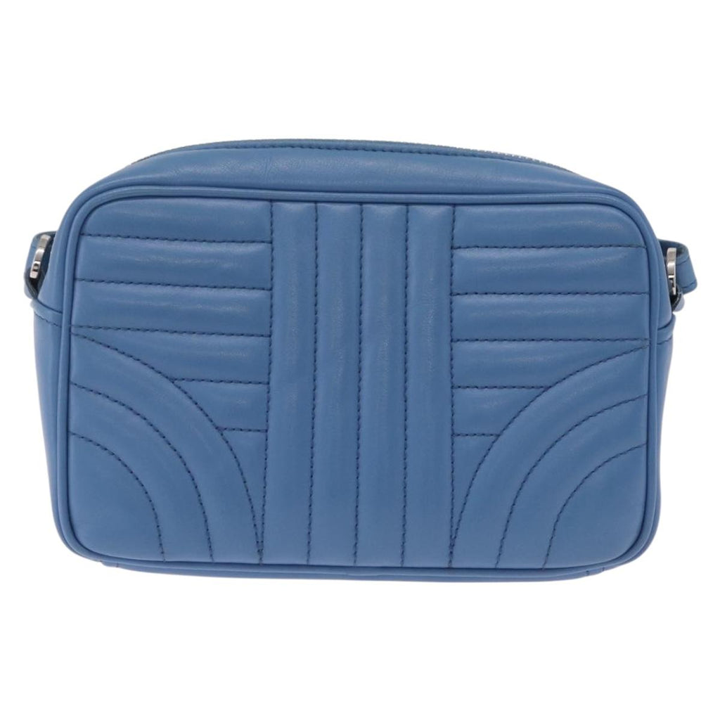 PRADA Chain Shoulder Bag Leather Light Blue Silver Auth 213060M
