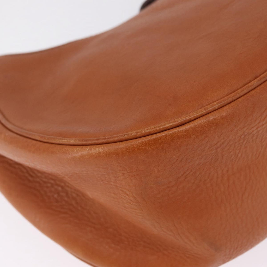 PRADA Shoulder Bag Leather Brown Silver Auth 213064