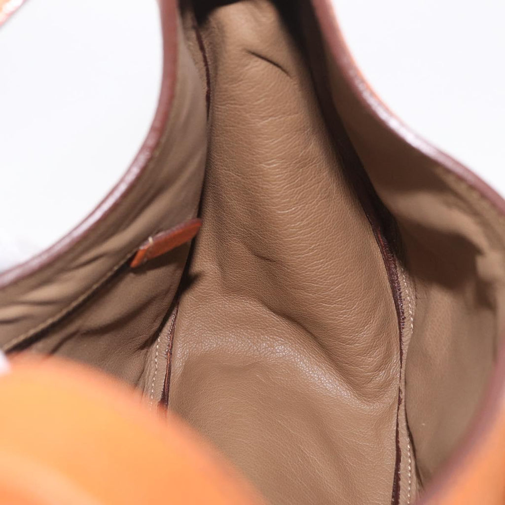 PRADA Shoulder Bag Leather Brown Silver Auth 213064