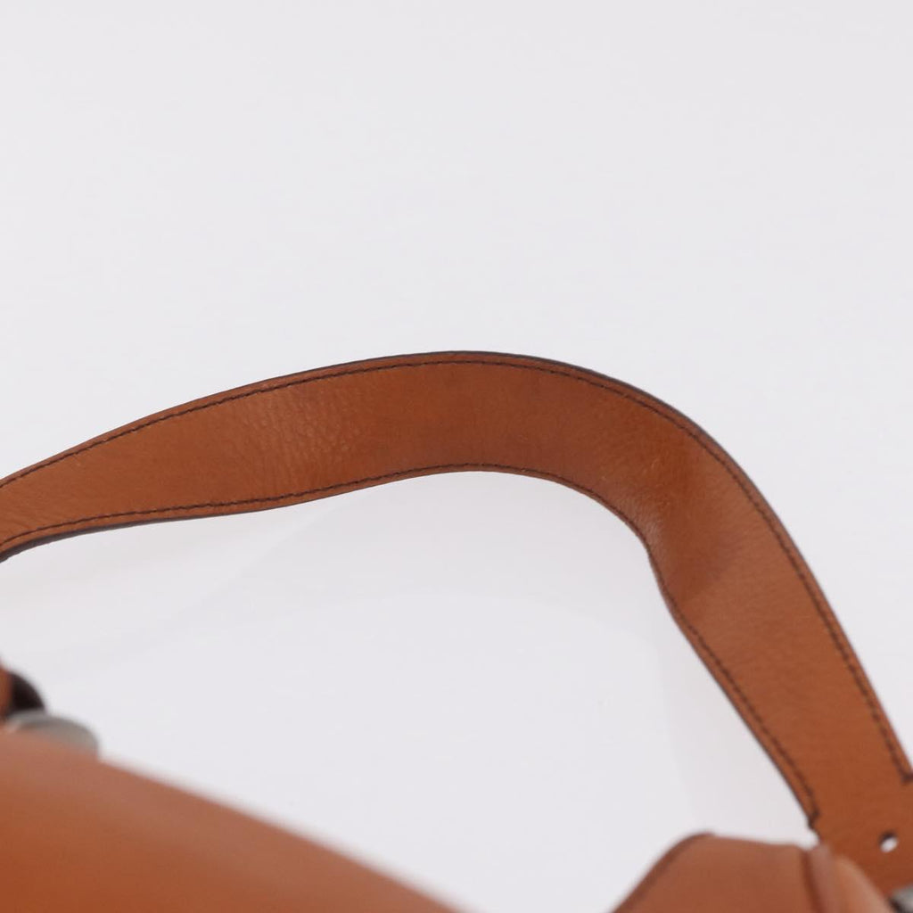 PRADA Shoulder Bag Leather Brown Silver Auth 213064