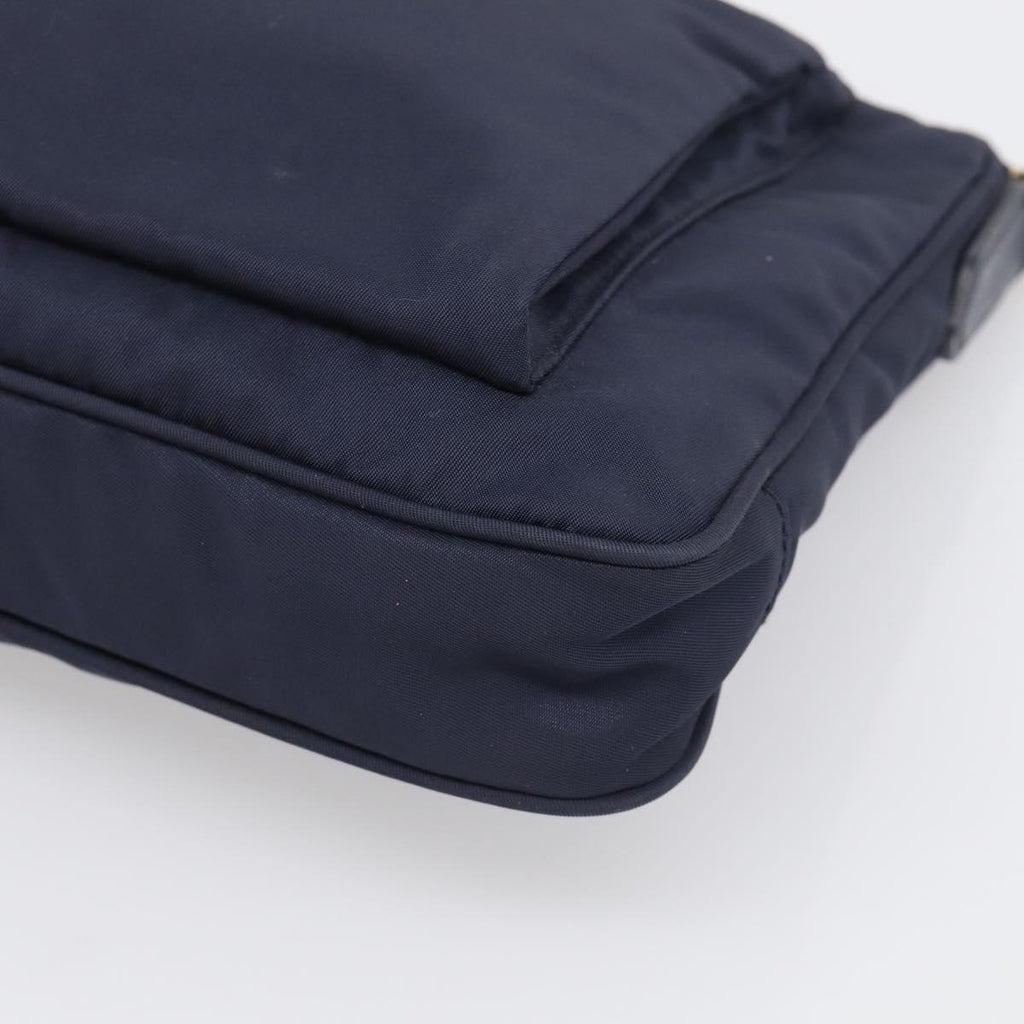 PRADA Shoulder Bag Nylon Navy Gold Auth 213147A