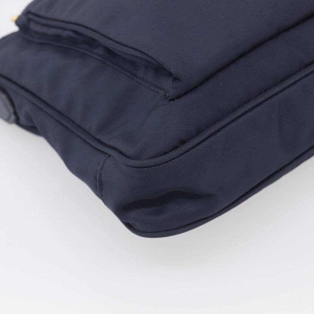 PRADA Shoulder Bag Nylon Navy Gold Auth 213147A