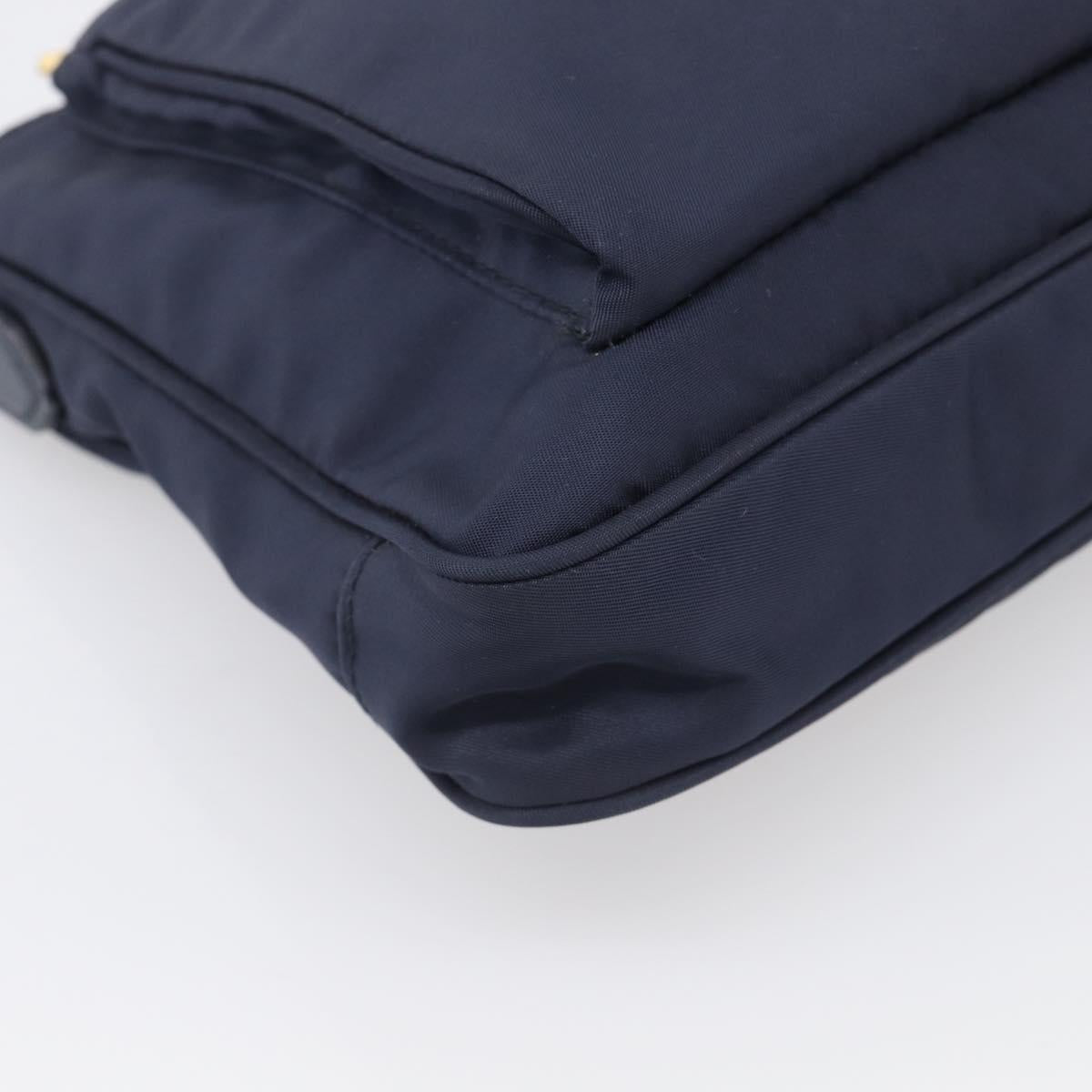 PRADA Shoulder Bag Nylon Navy Gold Auth 213147A